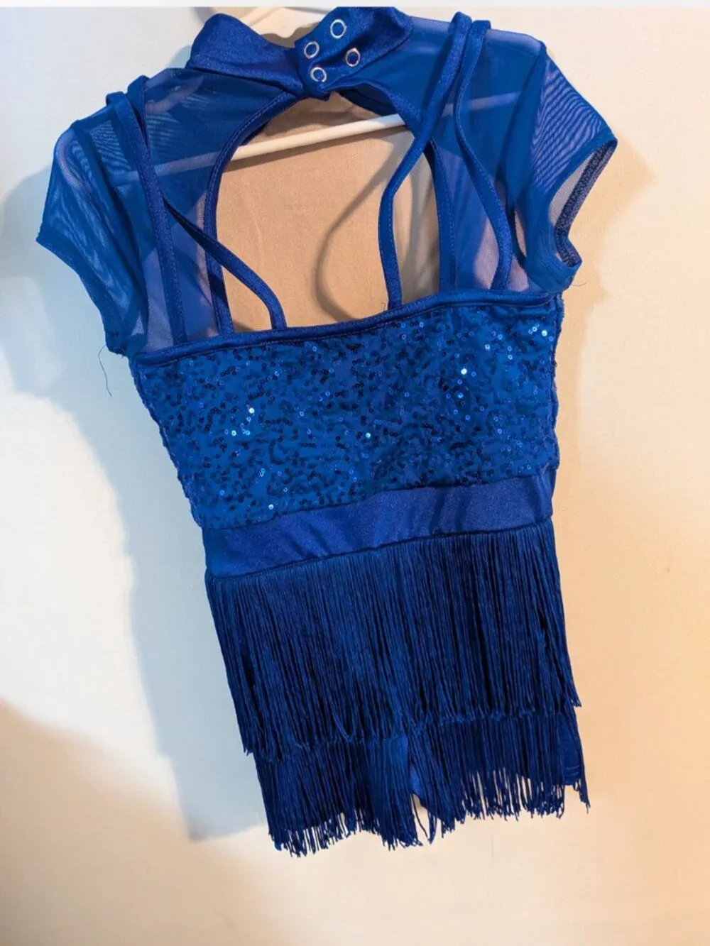 Weissman Blue Sequin & Silver Fringe Dance Costume size 1C